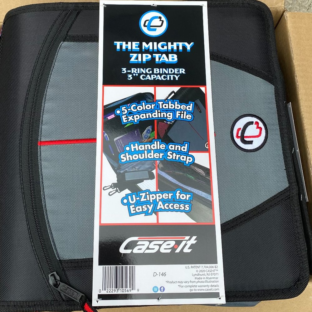 NWT Case-It 3" Zipper Binder with Tab File in Black & Blue